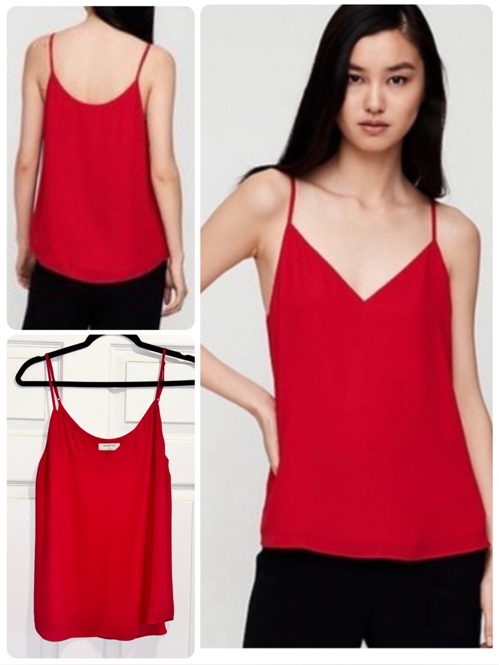 Aritzia Babaton Everly Cami Tank Top Camisole Red Adjustable Lined Size Small